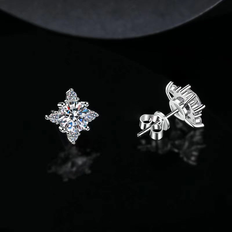 Aurelie flower earrings | White gold 16k