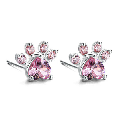 Rose Gold Paw Jewelry Set ÃƒÂ¢Ã¢â€šÂ¬Ã¢â‚¬Å“ 4 Pieces with Zirconia Heart (Ring, Necklace, Earrings, Bracelet)