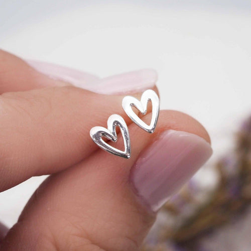 Silvered Hollow Heart Earrings