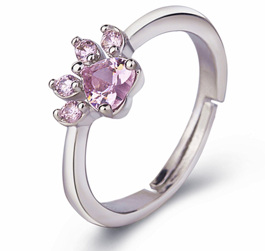 Rose Gold Paw Jewelry Set ÃƒÂ¢Ã¢â€šÂ¬Ã¢â‚¬Å“ 4 Pieces with Zirconia Heart (Ring, Necklace, Earrings, Bracelet)