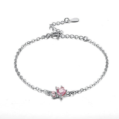 Rose Gold Paw Jewelry Set ÃƒÂ¢Ã¢â€šÂ¬Ã¢â‚¬Å“ 4 Pieces with Zirconia Heart (Ring, Necklace, Earrings, Bracelet)