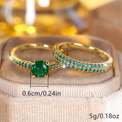 Serena Emerald Duo Ring Set