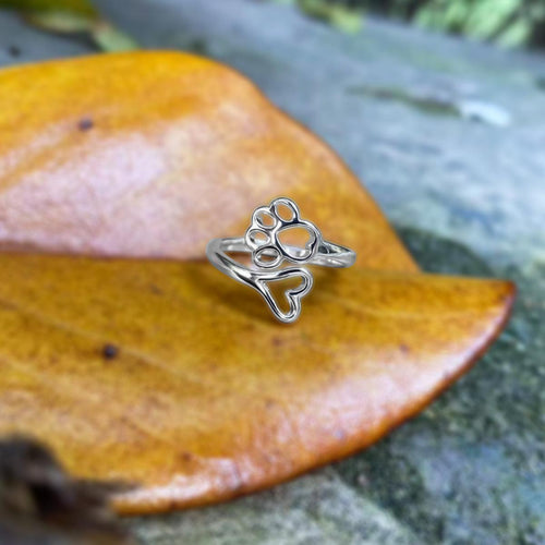Adjustable Paw & Heart Ring Ã¢â‚¬â€œ Stainless Steel