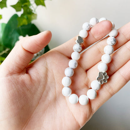 Natural Gemstone Bracelet with Paw & Heart Charm Ã¢â‚¬â€œ Handcrafted Design