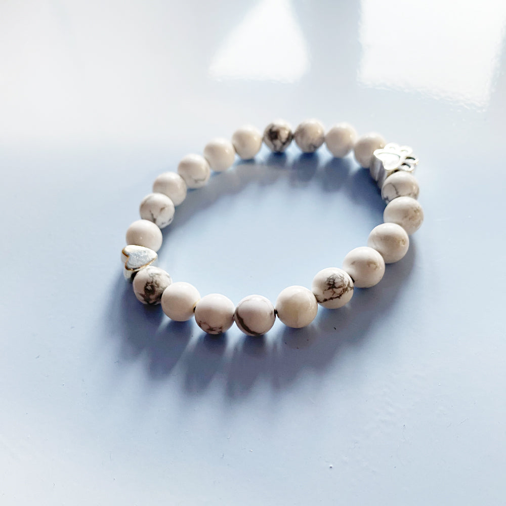 Natural Gemstone Bracelet with Paw & Heart Charm Ã¢â‚¬â€œ Handcrafted Design