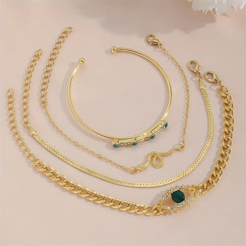 Serpina Veyra Bracelet emerald | Gold