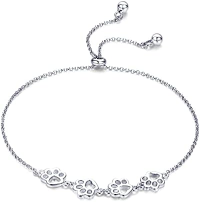 Sterling Silver Paw Print Bracelet Ã¢â‚¬â€œ Adjustable Fit