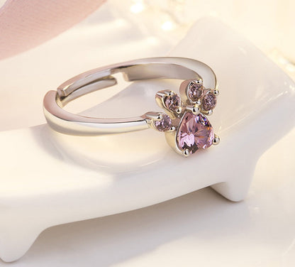 Rose Gold Paw Jewelry Set ÃƒÂ¢Ã¢â€šÂ¬Ã¢â‚¬Å“ 4 Pieces with Zirconia Heart (Ring, Necklace, Earrings, Bracelet)