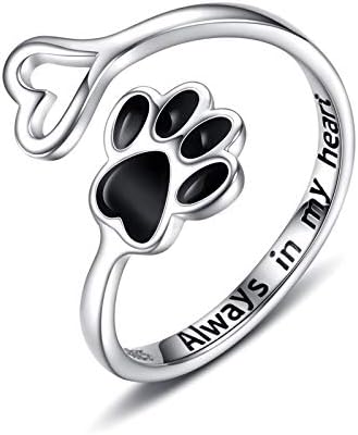 Handcrafted Paw & Heart Ring Ã¢â‚¬â€œ Adjustable 925 Sterling Silver
