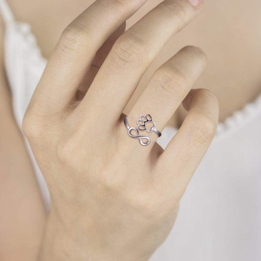 Handcrafted Paw & Heart Ring Ã¢â‚¬â€œ Adjustable 925 Sterling Silver