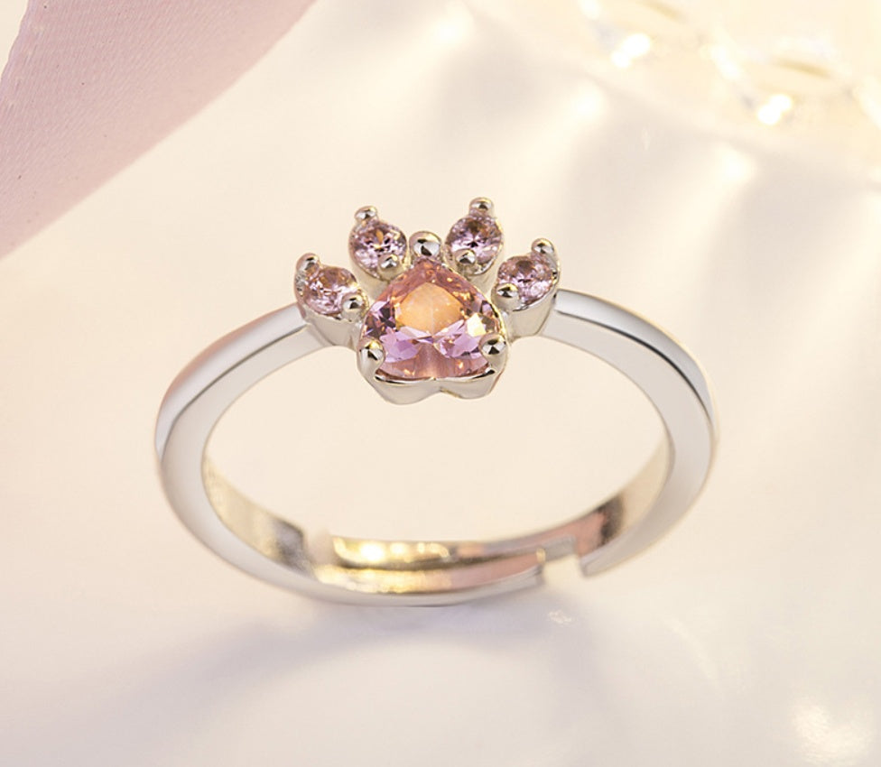Rose Gold Paw Jewelry Set ÃƒÂ¢Ã¢â€šÂ¬Ã¢â‚¬Å“ 4 Pieces with Zirconia Heart (Ring, Necklace, Earrings, Bracelet)