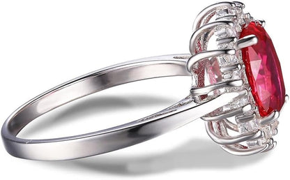 Classic Ruby Halo Ring | White Gold