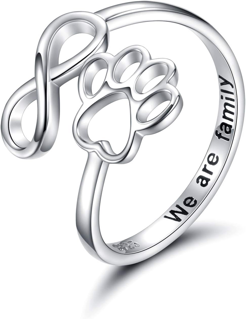 Handcrafted Paw & Heart Ring Ã¢â‚¬â€œ Adjustable 925 Sterling Silver