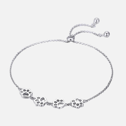 Sterling Silver Paw Print Bracelet Ã¢â‚¬â€œ Adjustable Fit