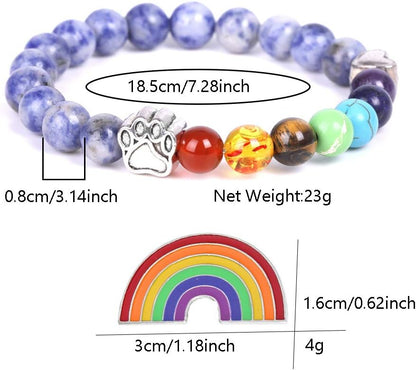 Rainbow Bridge Memorial Bracelet Ã¢â‚¬â€œ 7 Chakra Bead Gift for Pet Loss