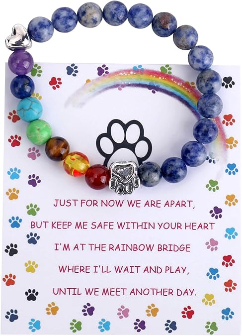 Rainbow Bridge Memorial Bracelet Ã¢â‚¬â€œ 7 Chakra Bead Gift for Pet Loss