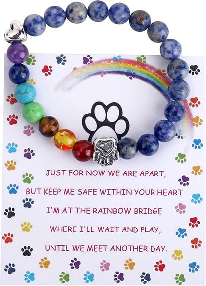 Rainbow Bridge Memorial Bracelet Ã¢â‚¬â€œ 7 Chakra Bead Gift for Pet Loss