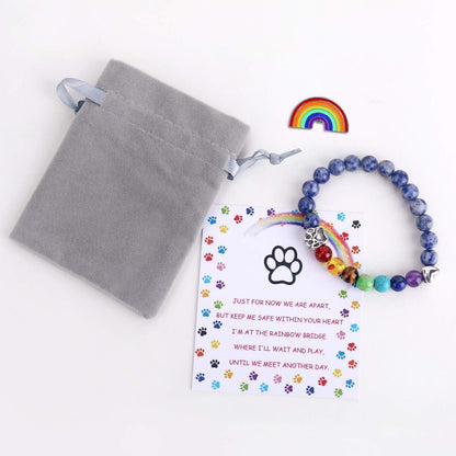 Rainbow Bridge Memorial Bracelet Ã¢â‚¬â€œ 7 Chakra Bead Gift for Pet Loss