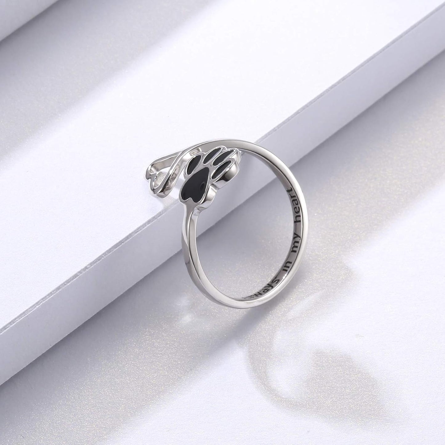 Handcrafted Paw & Heart Ring Ã¢â‚¬â€œ Adjustable 925 Sterling Silver