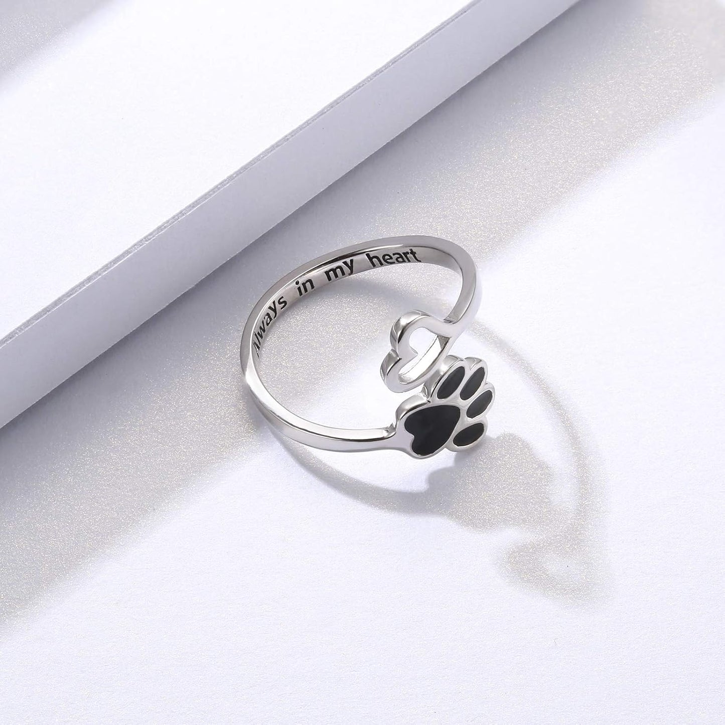 Handcrafted Paw & Heart Ring Ã¢â‚¬â€œ Adjustable 925 Sterling Silver