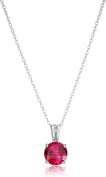Round Cut Ruby Necklace | White Gold