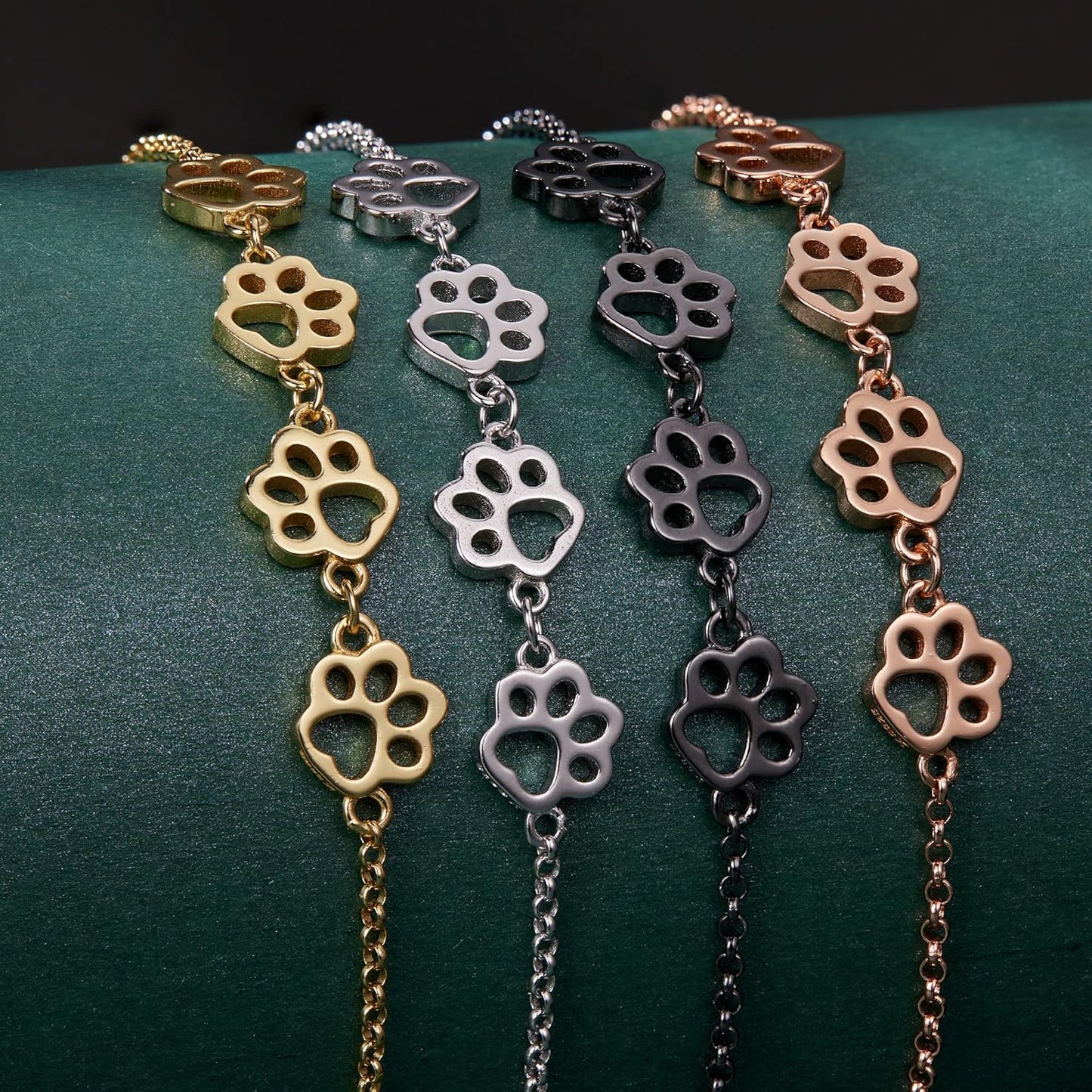 Sterling Silver Paw Print Bracelet Ã¢â‚¬â€œ Adjustable Fit