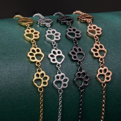 Sterling Silver Paw Print Bracelet Ã¢â‚¬â€œ Adjustable Fit