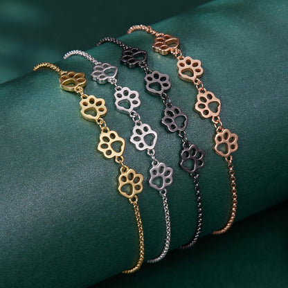 Sterling Silver Paw Print Bracelet Ã¢â‚¬â€œ Adjustable Fit