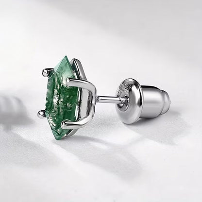 Moss Agate Stud Earrings