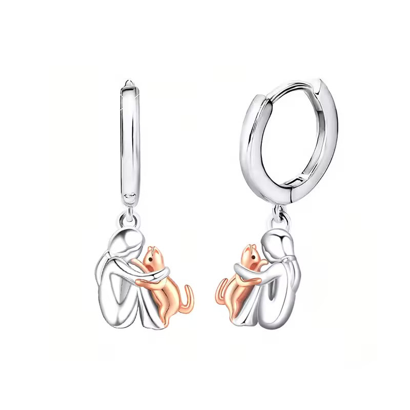 Cat Hug Pendant Necklace with Bonus Earrings ÃƒÂ¢Ã¢â€šÂ¬Ã¢â‚¬Å“ Limited Time Offer