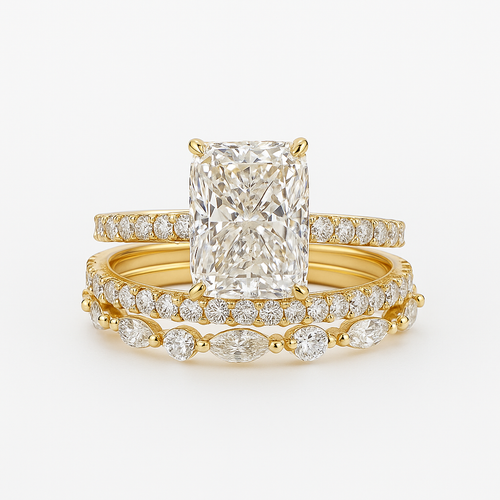 Jaily 3PC Wedding Ring Set | White Gold