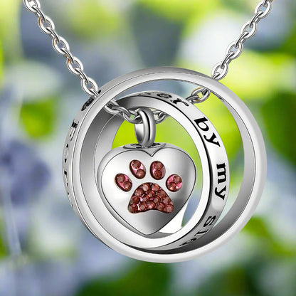 'No Longer By My Side, Forever In My Heart' Ã¢â‚¬â€œ Stainless Steel Urn Paw Necklace