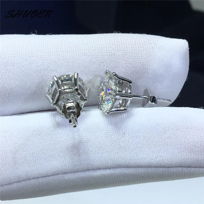 Rounded Crystal Silver Earrings