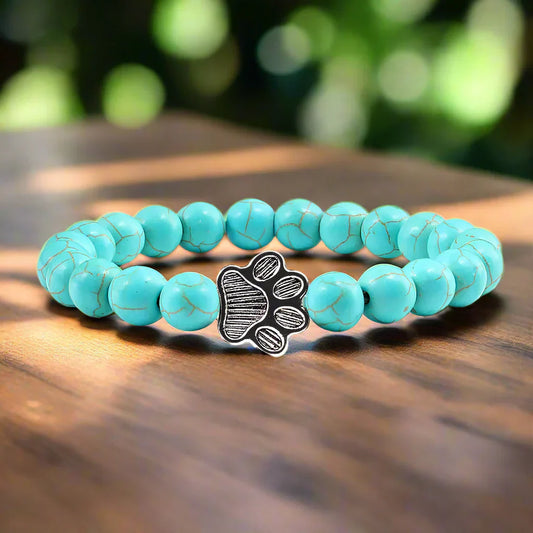 Beaded Paw Bracelet ÃƒÂ¢Ã¢â€šÂ¬Ã¢â‚¬Å“ Natural Stone Design