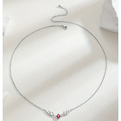 Deer Antler Necklace with Delicate Heart Charm