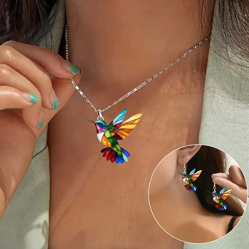 Beautiful Hummingbird Necklace with Bonus Earrings Ã¢â‚¬â€œ Limited Time Offer