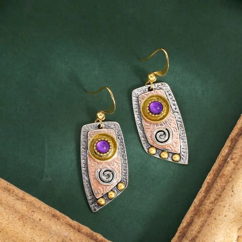Bronze Purple Crystal Earrings