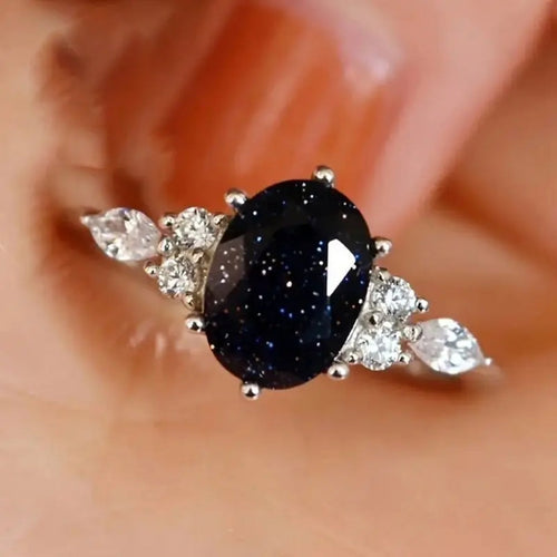 Black Cosmic Stone Silver Ring