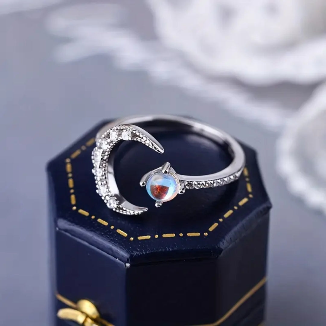 Crystal Moonlight Silver Ring