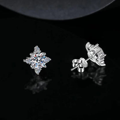 Aurelie flower earrings | White gold 16k