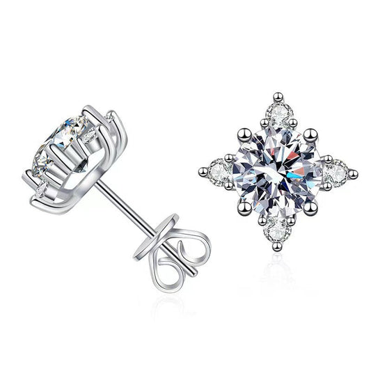 Aurelie flower earrings | White gold 16k