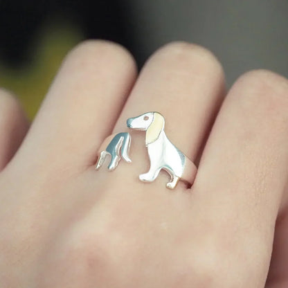 925 Sterling Silver Dachshund Ring Ã¢â‚¬â€œ Adjustable Fit