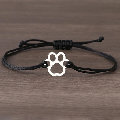 Paw Print Cord Bracelet ÃƒÂ¢Ã¢â€šÂ¬Ã¢â‚¬Å“ Adjustable Black and Red Design