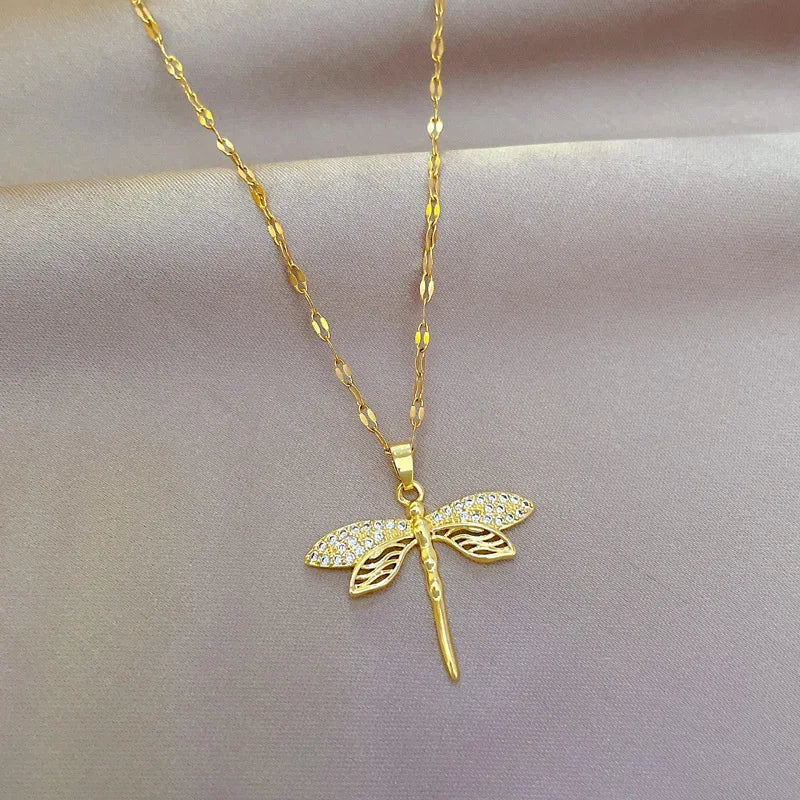 Crystal Dragonfly Necklace Ã¢â‚¬â€œ Symbol of Transformation & Beauty