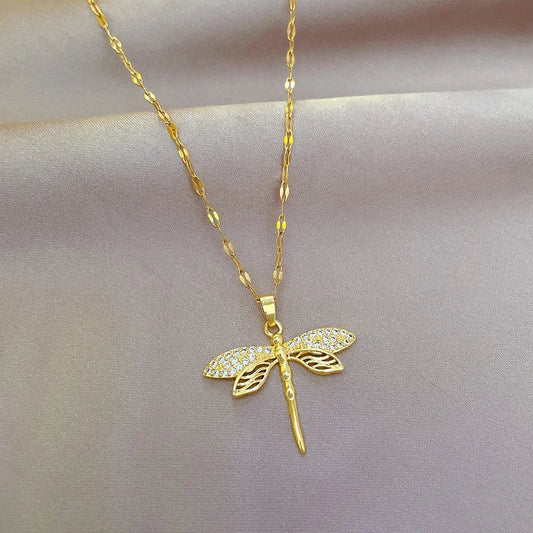 Crystal Dragonfly Necklace Ã¢â‚¬â€œ Symbol of Transformation & Beauty
