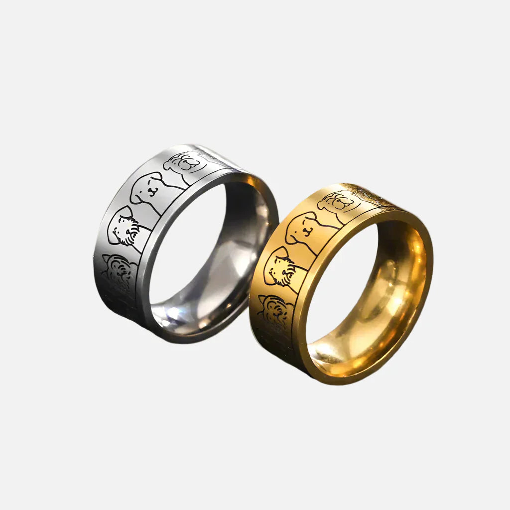 Wide Stainless Steel Dog Ring ÃƒÂ¢Ã¢â€šÂ¬Ã¢â‚¬Å“ Engraved Design for Women