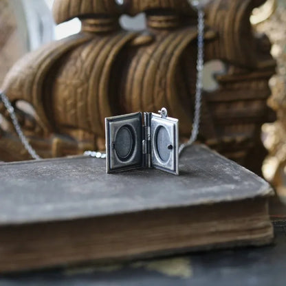 Vintage Cat Book Pendant Necklace Ã¢â‚¬â€œ Rotating Page Design