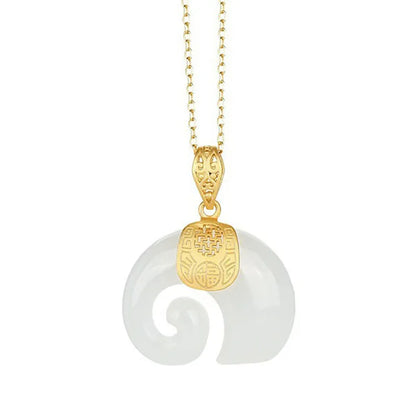Hetian Jade Elephant Pendant Necklace ÃƒÂ¢Ã¢â€šÂ¬Ã¢â‚¬Å“ 18K Gold Plated Chain for Women