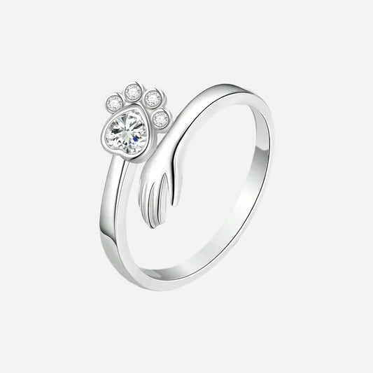 925 Sterling Silver Adjustable Ring Ã¢â‚¬â€œ Hand and Paw Print Design