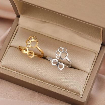 Adjustable Infinity Paw Ring ÃƒÂ¢Ã¢â€šÂ¬Ã¢â‚¬Å“ Stainless Steel